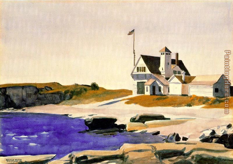 Coast Guard Station, Two Lights, Maine painting - Edward Hopper Coast Guard Station, Two Lights, Maine art painting